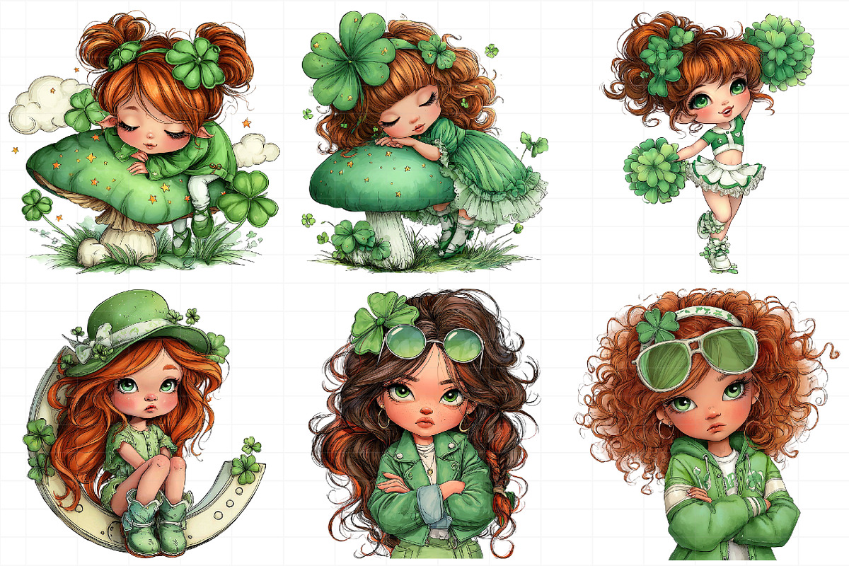 Shamrock Girl St Patrick's Day Clip, an Illustration by Daily.Designs (Photo 7 of 8)