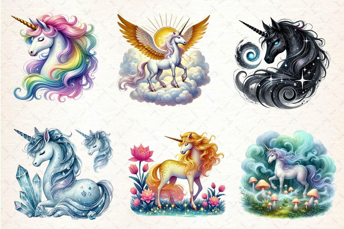 Fantasy Unicorn Clipart, an Illustration by CreationArt (Photo 5 of 5)