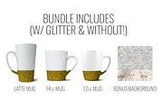 White Mug Bundle - Latte, 14oz, 12oz, a Product Mockup by SarahDesign (Thumbnail 6 of 7)