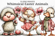 Whimsical Easter Animals Clipart PNG, an Illustration by Craft Nest (Thumbnail 1 of 11)
