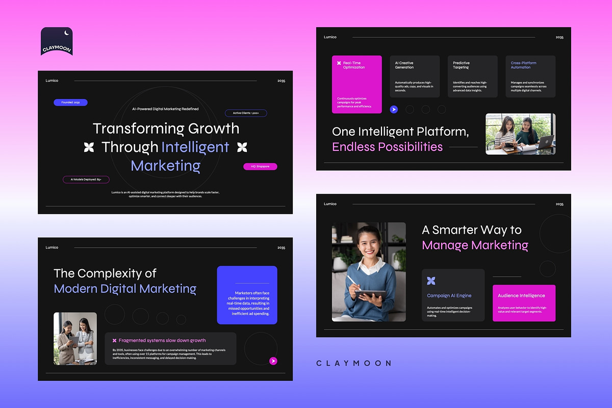 AI Digital Marketing Pitch Deck, a Presentation Template by Claymoon Lab (Photo 3 of 7)