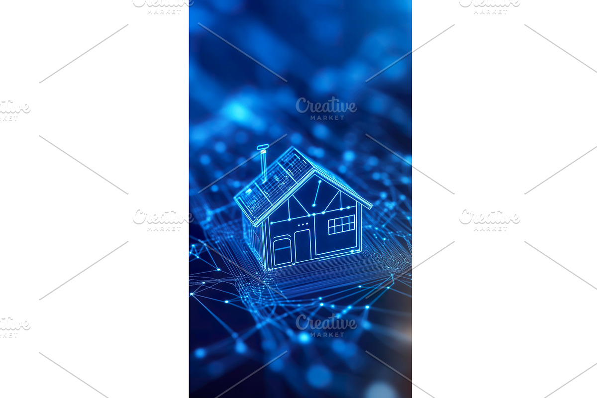 Smart home concept, Glowing House, a Technology Illustration by Lermont51