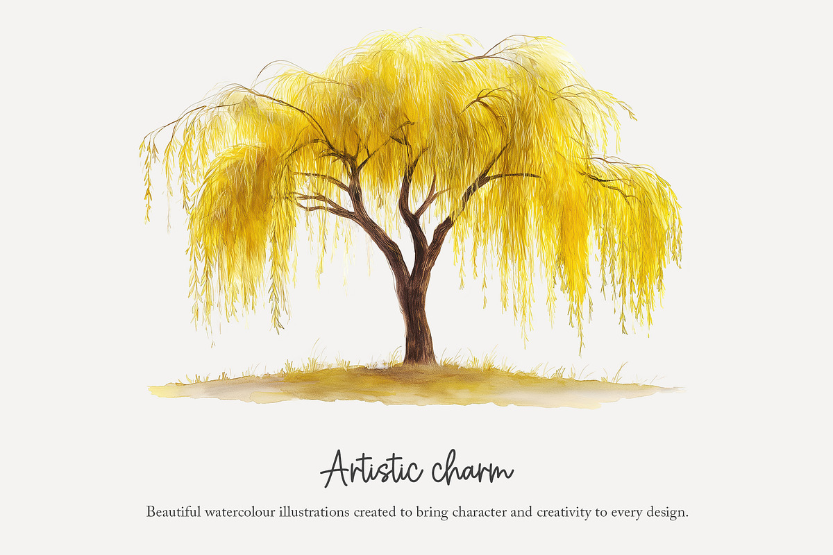 100 watercolour global tree clip art, a Seasonal Illustration by Poppy Lane Studio (Photo 4 of 11)