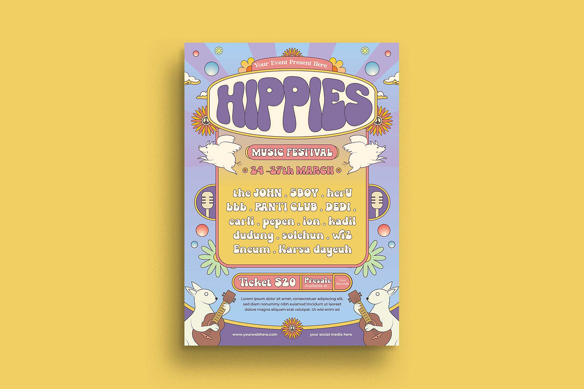 Hippies Music Festival Flyer, a Flyer Template by megarez (Photo 2 of 3)