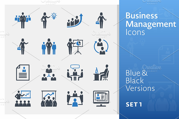 Business Management Icons 1 Blue