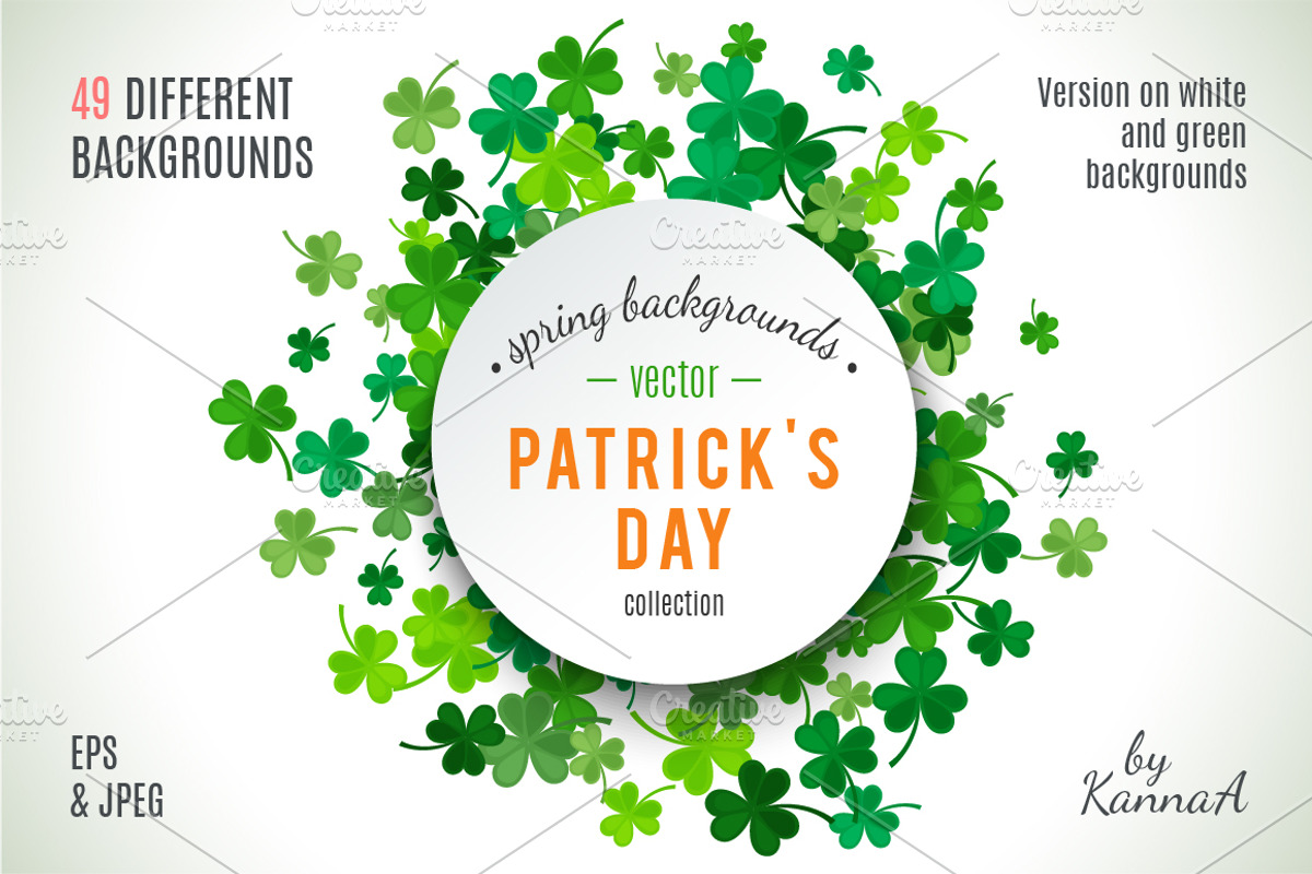 Set of St Patrick's Day backgrounds, a Poster Template by KannaaDesign (Photo 1 of 5)
