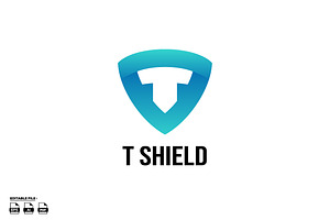 T letter shield Gradient Logo Design, a Branding & Logo Template by LOGTURNAL