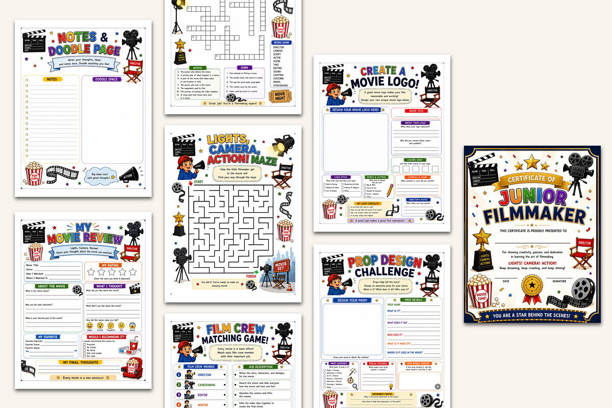 Filmmaking Workbook for Kids, a Stationery Template by Designmela01 (Photo 4 of 5)