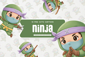 Kawaii Ninja Kid Cute Character