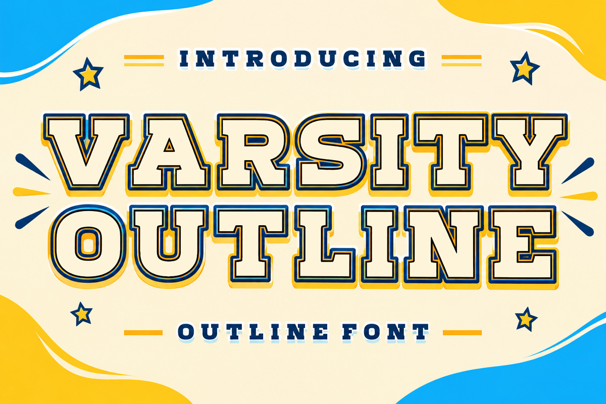 Varsity Outline – Bold College, a Slab Serif Font by Limited.studio (Photo 1 of 4)