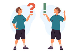 Young boy holds question mark and, a Person Illustration by Vectorbuum