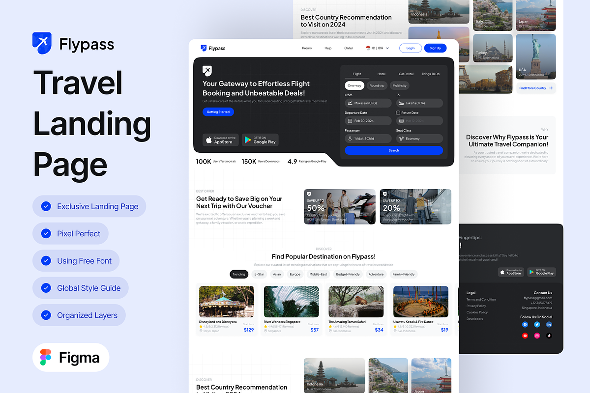 Flypass - Travel Landing Page, a Landing Page Template by Semusim Visual (Photo 1 of 8)