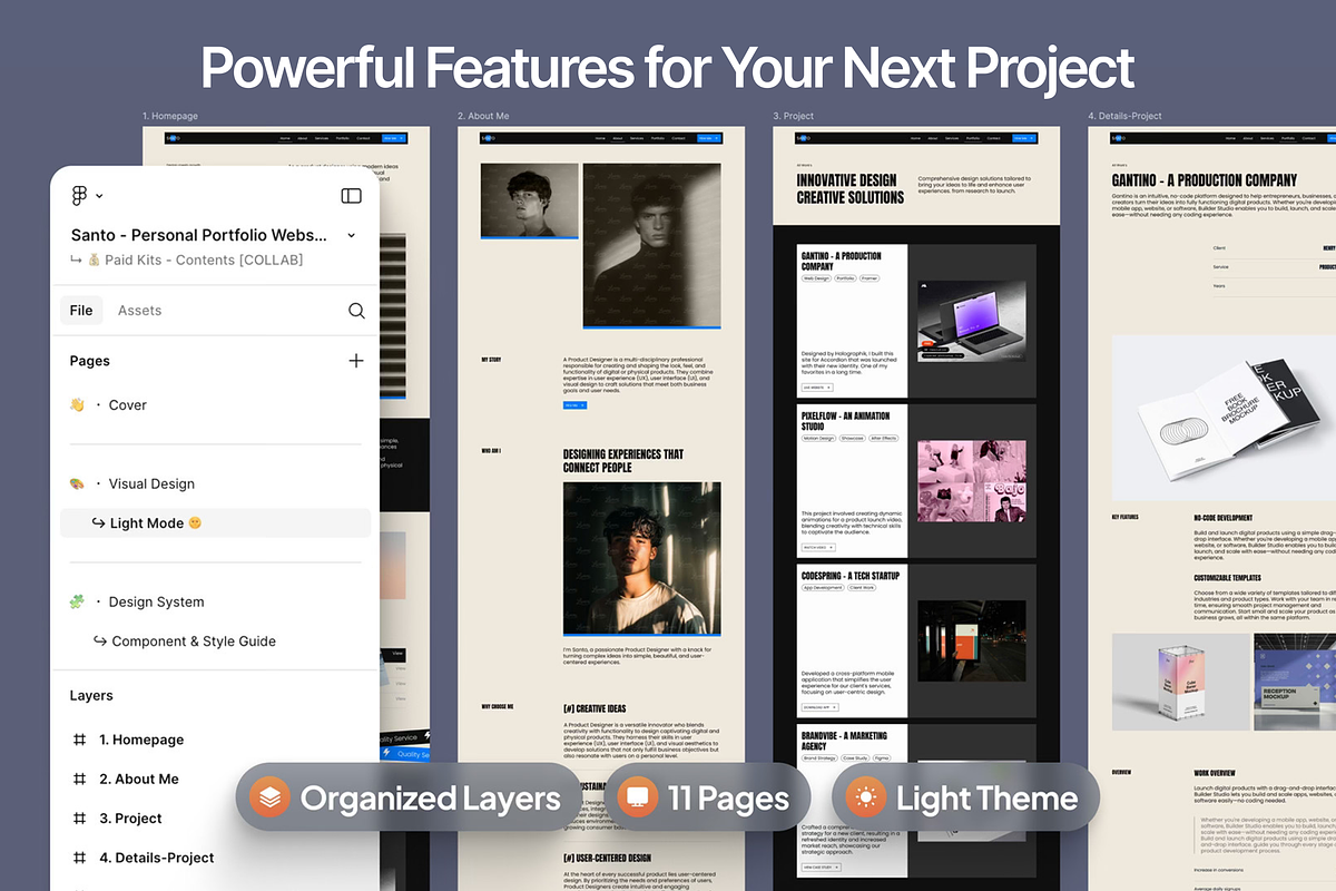 Santo Portfolio Website UI Kit preview 3