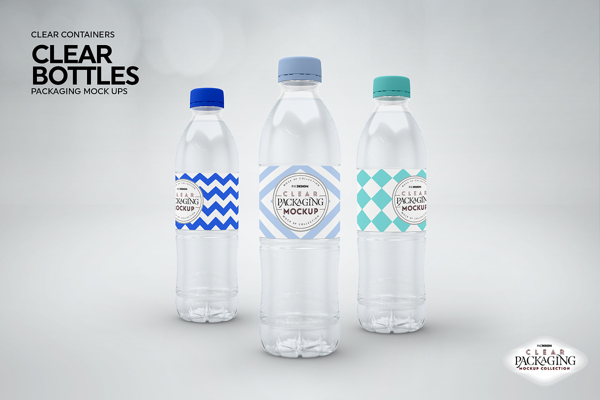 Clear Bottles Packaging Mockup, a Product Mockup by INCDesign (Photo 3 of 7)