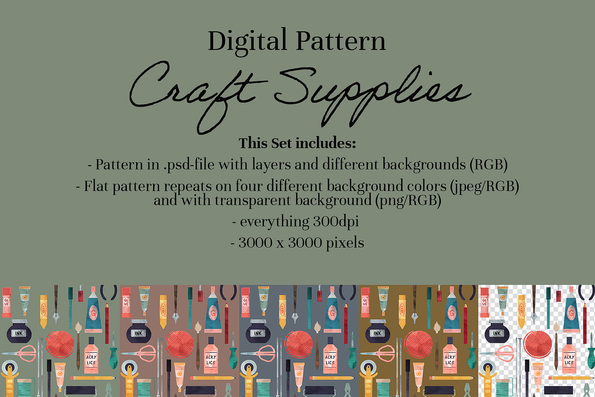Craft Supplies Pattern, a Pattern Graphic by koberstein (Photo 2 of 6)