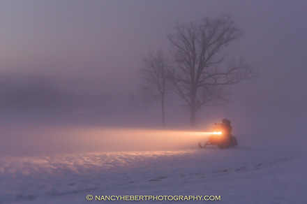 01 Snowmobilers at dusk, a Sports & Recreation Photo by Nancy Hebert Photography