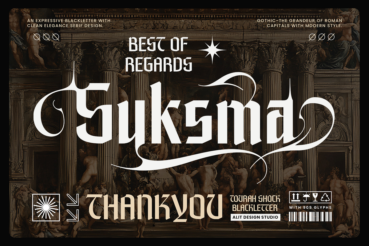 Tourah Shock Typeface, a Blackletter Font by alit design (Photo 13 of 17)