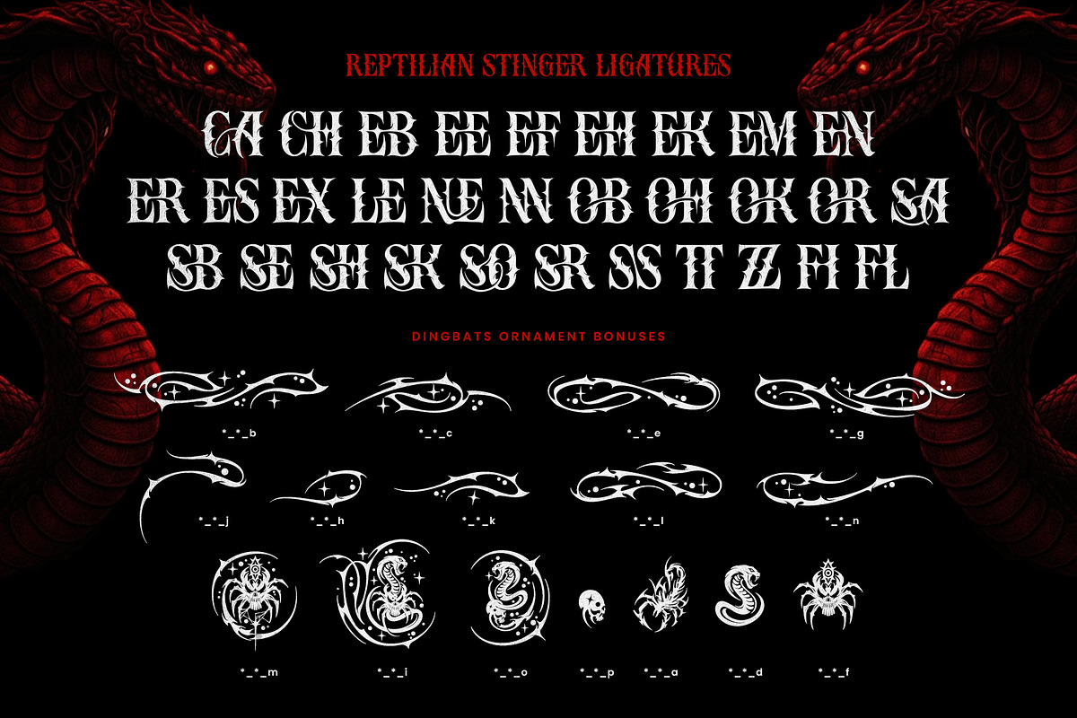 Reptilian Stinger Typeface, a Serif Font by alit design (Photo 18 of 19)