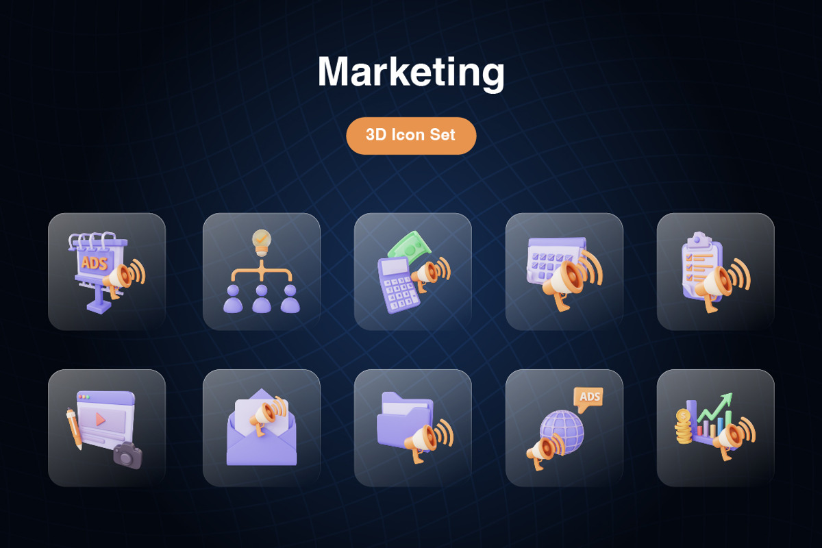 Marketing 3D Icons Set, an Object 3D Model by Kmg Design (Photo 3 of 3)