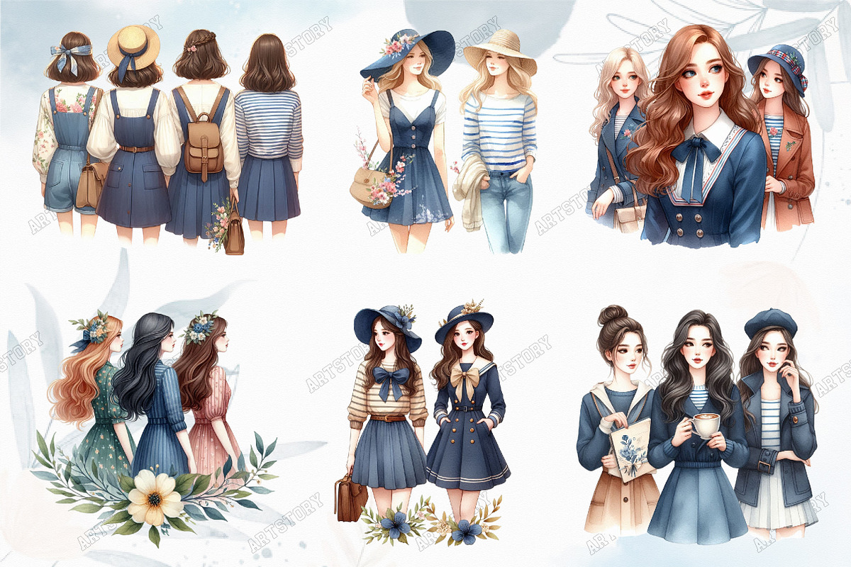 Navy Blue Spring Friends Watercolor, a Graphic by designcity5 (Photo 3 of 5)