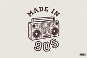 Made In 90s PNG, Retro Boombox, an Illustration by SharpMarketplace (Thumbnail 1 of 4)