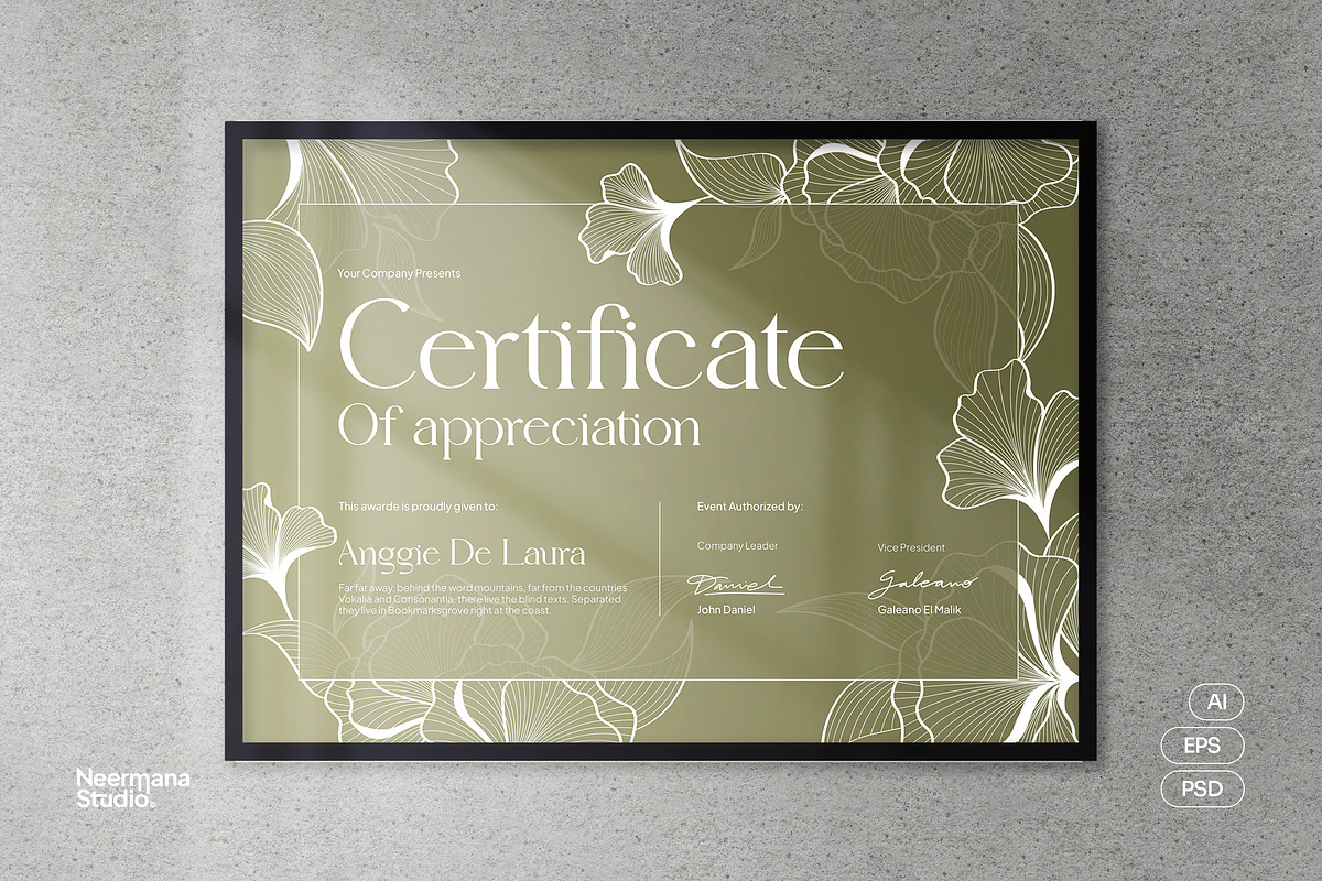 Green Floral Certificate, a Stationery Template by Neermana (Photo 1 of 4)