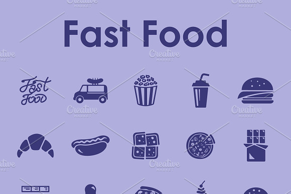 20 Fast Food Simple Icons