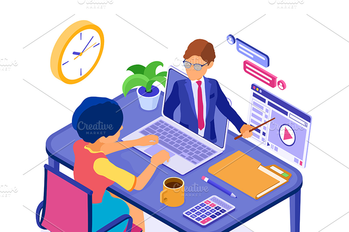 Online distance education from home, an Education Illustration by TAlex (Photo 5 of 6)