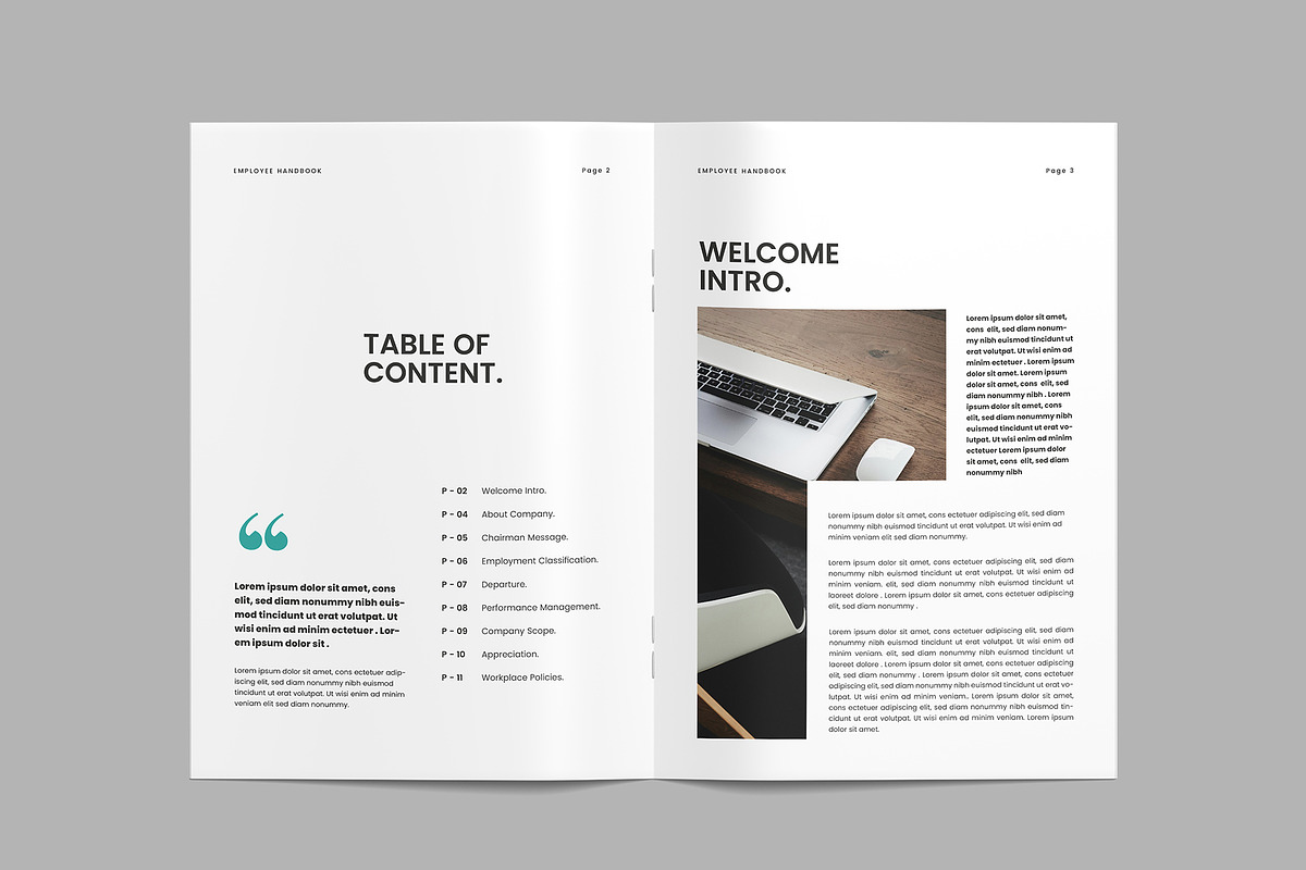 Minimal Employee Handbook Template, a Brochure Template by afsar.hossain (Photo 4 of 7)