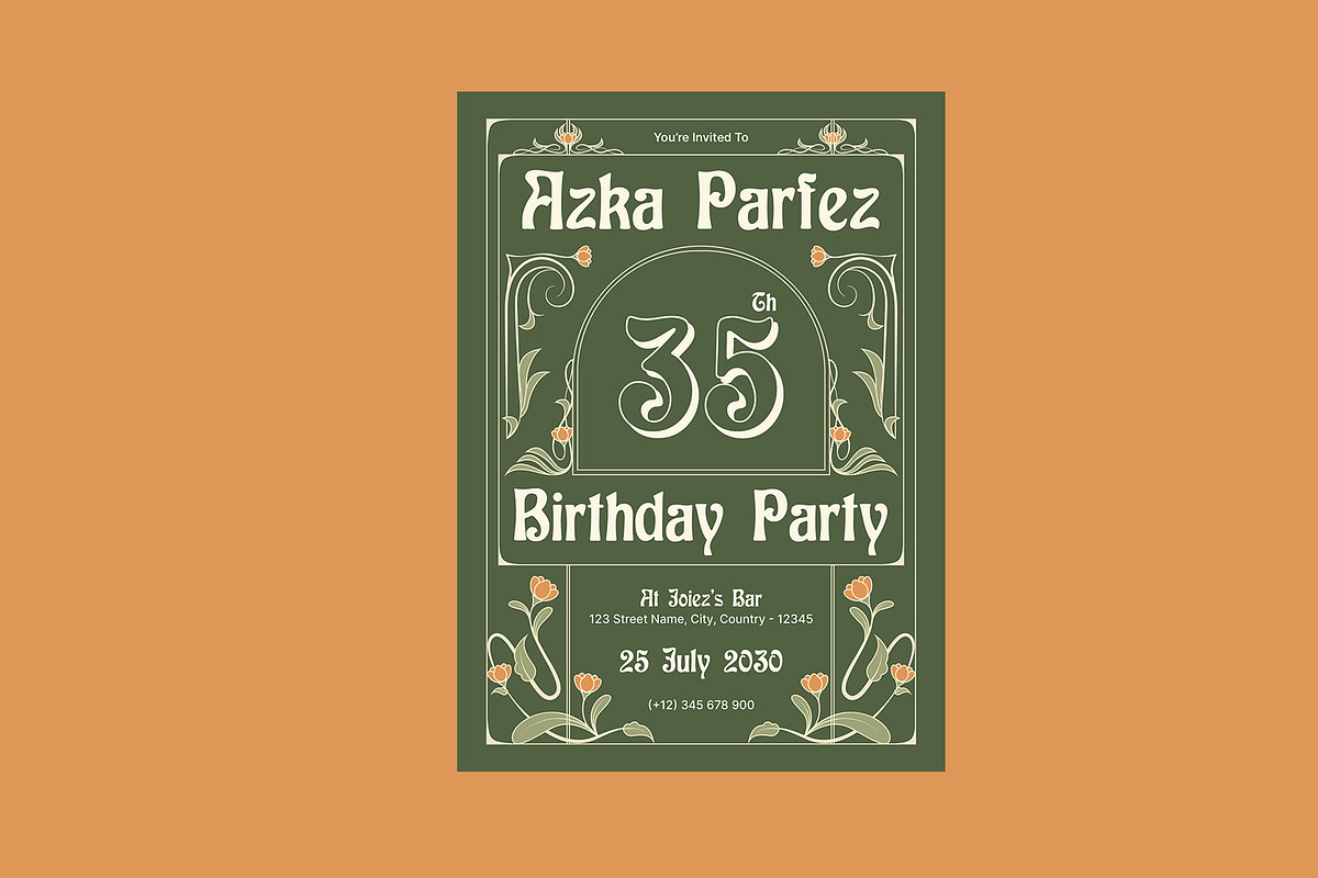Birthday Party Invitation Elegant, a Card Template by Neermana (Photo 3 of 4)