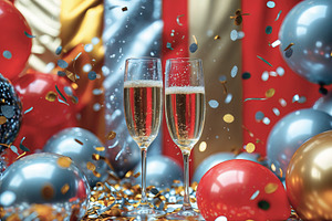 Champagne Glasses with Balloons and, an Arts & Entertainment Photo by Perpis