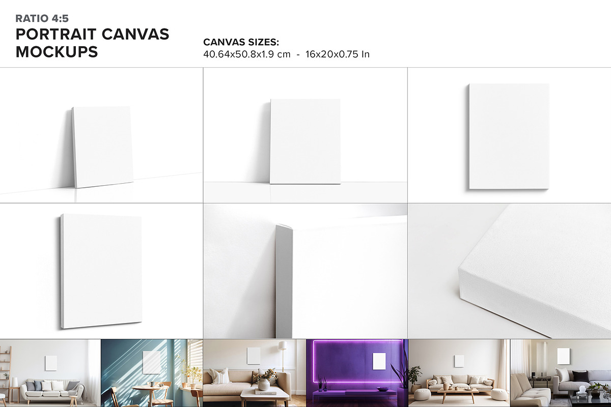 Canvas Mockup Kit 01, a Household Mockup by Mockups by Carlos Viloria (Photo 4 of 21)