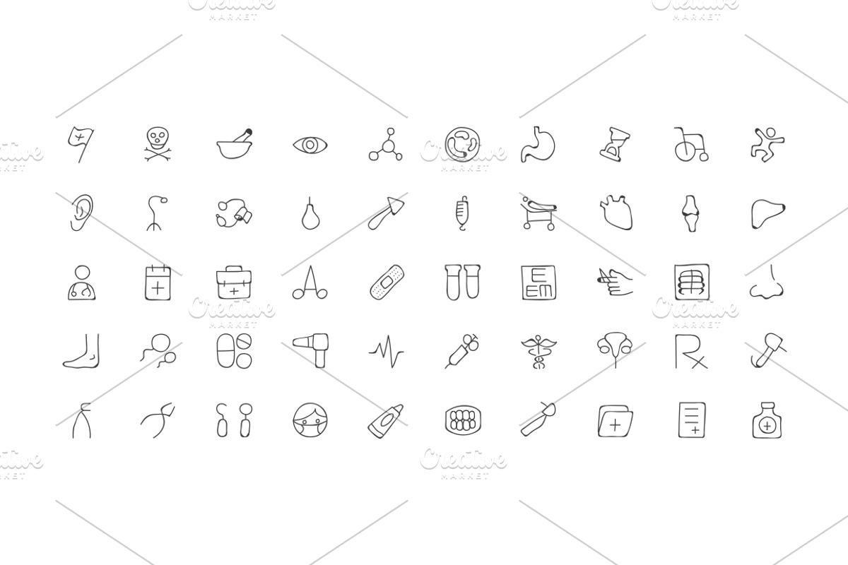100 Medical Hand Drawn Doodle Icons preview 2