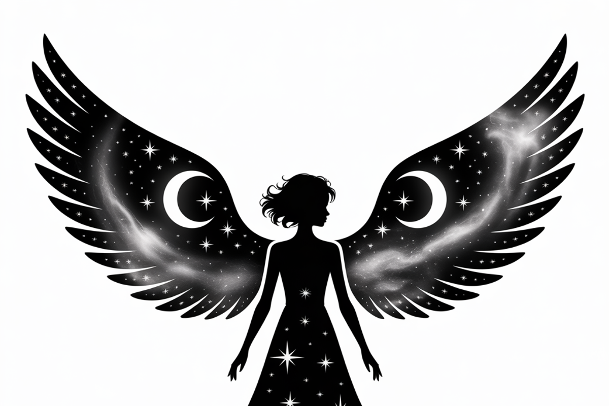 starry angel wings silhouette, an Illustration by Amazin_art (Photo 9 of 21)