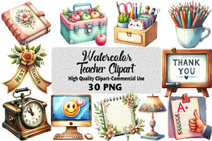 Watercolor Teacher Clipart, an Illustration by Daily.Designs