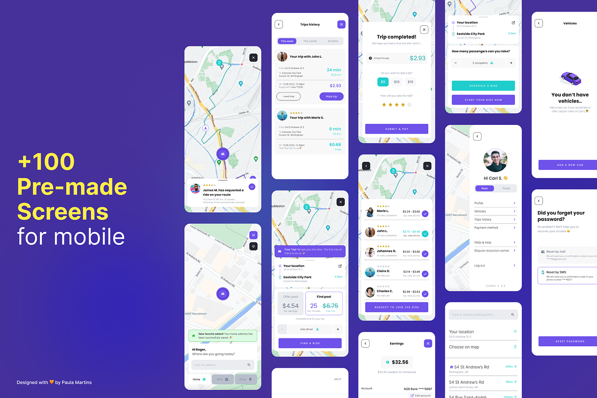 Ride Sharing App iOS UI Kit, an App Template by Paula M UI Store (Photo 3 of 5)