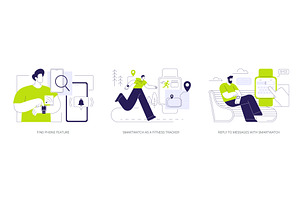 Smartwatch features isolated cartoon, a Technology Illustration by Visual Generation