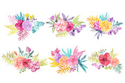 Tropical watercolor flowers, an Illustration by GraphicRain (Thumbnail 2 of 2)