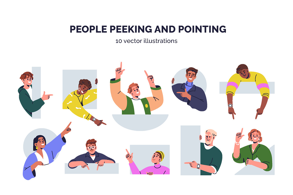 Curious people peeking, peeping set, a Person Illustration by Good Studio (Photo 1 of 6)