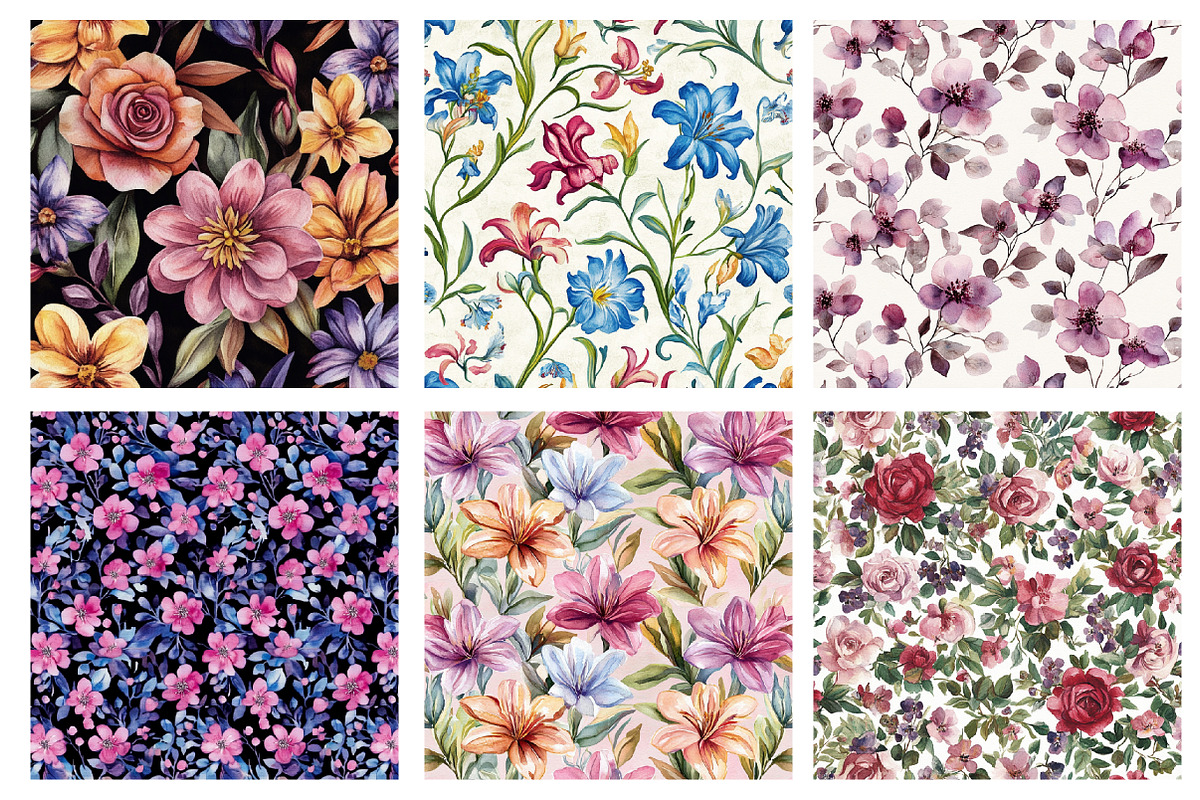Floral Mother's Day Patterns, an Illustration by SinaCreation (Photo 2 of 5)