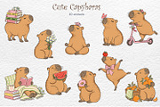 Cute Capybara Clipart: Mental Health, an Animal Illustration by Watercolor dreams (Thumbnail 3 of 4)