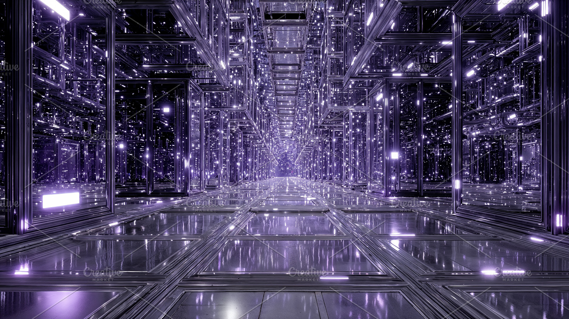Futuristic tunnel with glowing walls and reflective surfaces, a Background Photo by OSORIOartist