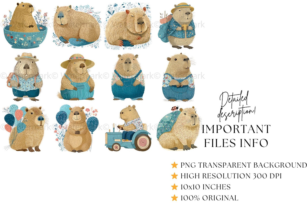 Cute Capybara Clipart Watercolor, an Animal Illustration by Nicole Branger Art (Photo 9 of 21)