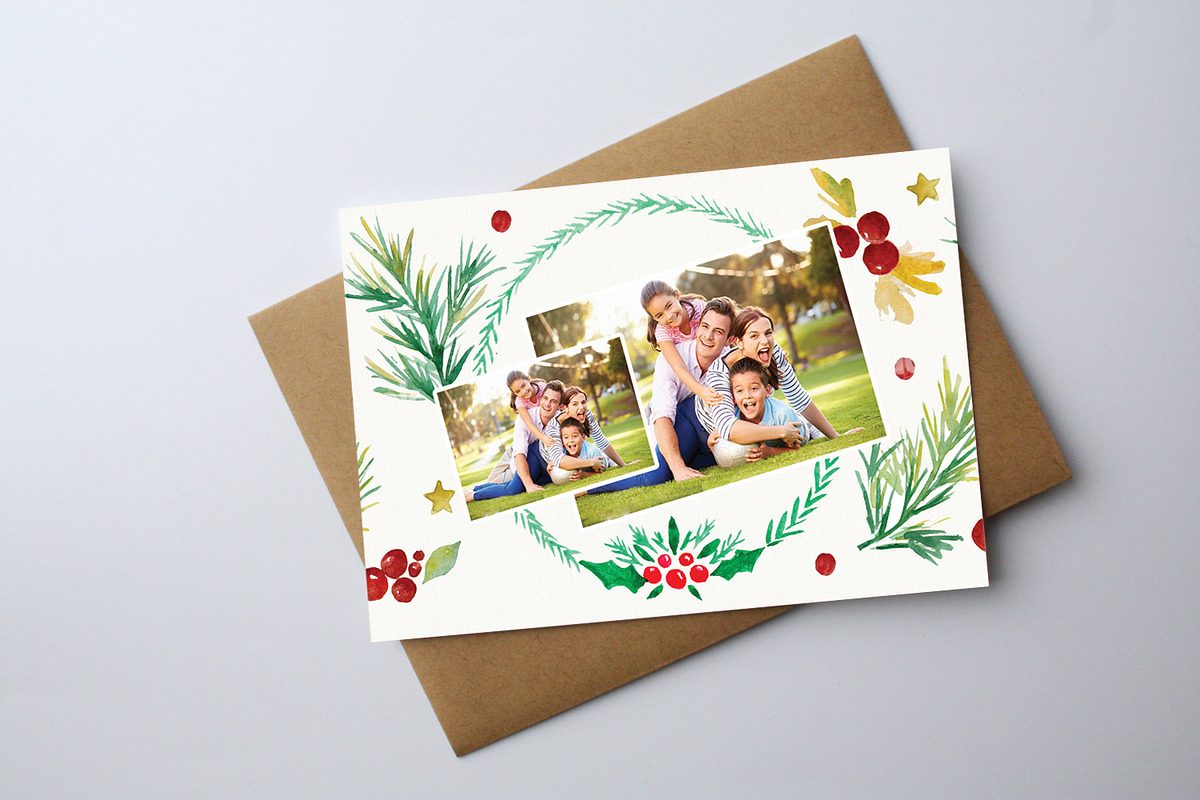 Water Color Christmas Card, a Card Template by graphicforest (Photo 2 of 2)