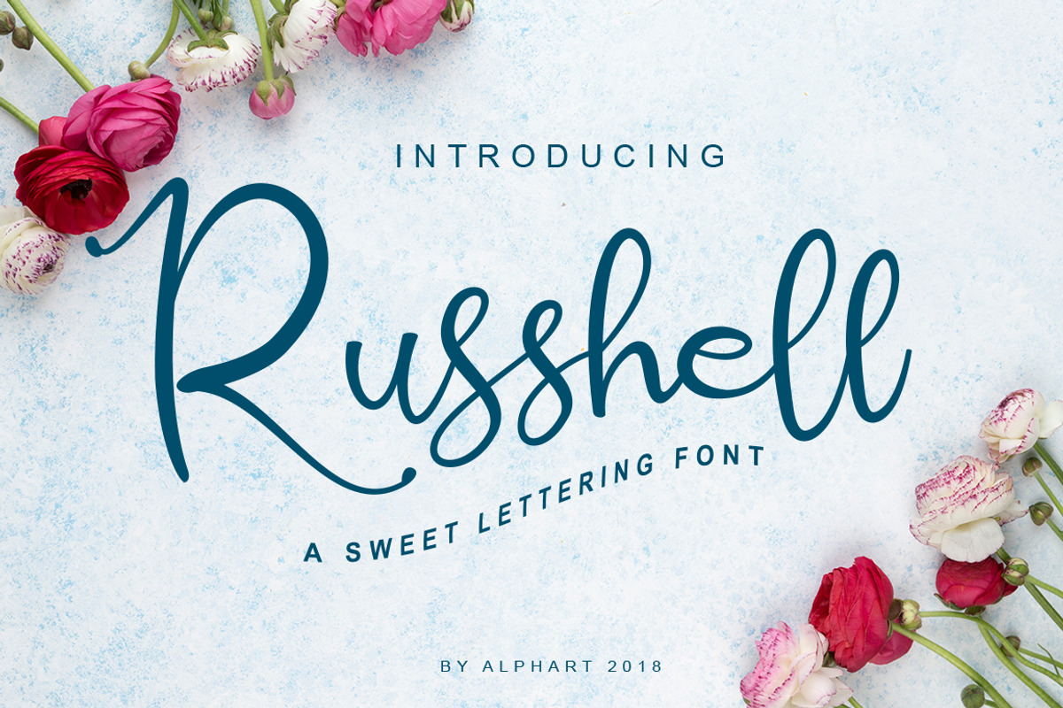 Russhell a sweet lettering font, a Script Font by alphArtype (Photo 1 of 7)