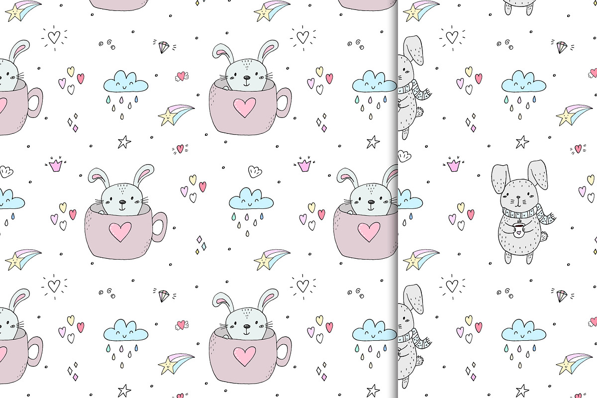 Cute rabbits patterns colection!, a Pattern Graphic by Irene_Boiko_ART (Photo 12 of 21)