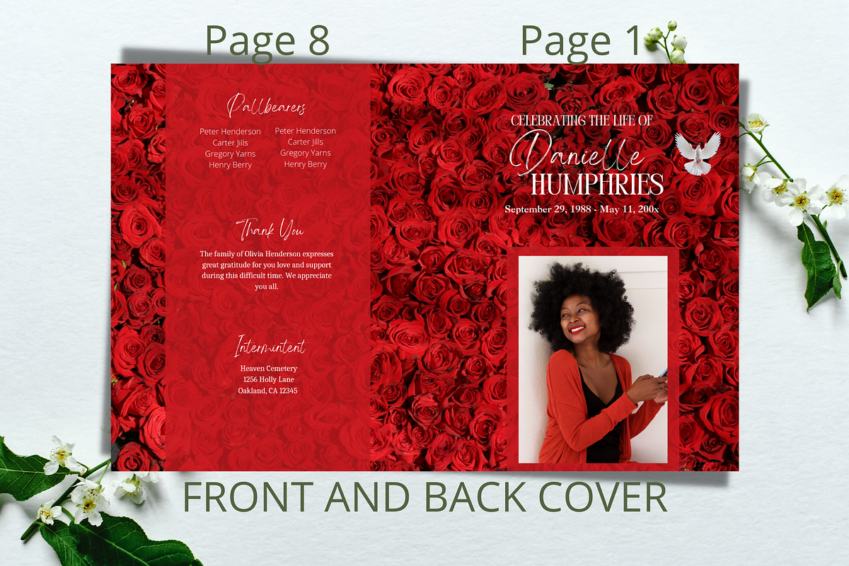 Red Roses Funeral Progam, a Brochure Template by Feel Inspired Digitals (Photo 5 of 6)