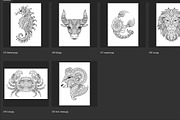 150 animals for adult coloring book, an Animal Illustration by Somjai King (Thumbnail 10 of 10)