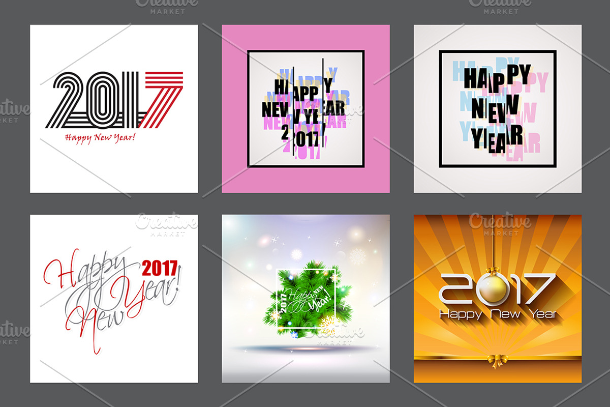 2017 Happy New Year Greeting Cards, a Background Graphic by GalaStudio (Photo 3 of 10)