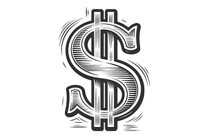 Decorative Dollar Sign Symbol vector, a Finance Illustration by AlexArt